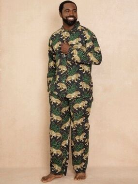 Printfresh Bagheera Jaguar Ink Organic Cotton Medium Pajama Set Lounge NWT $178